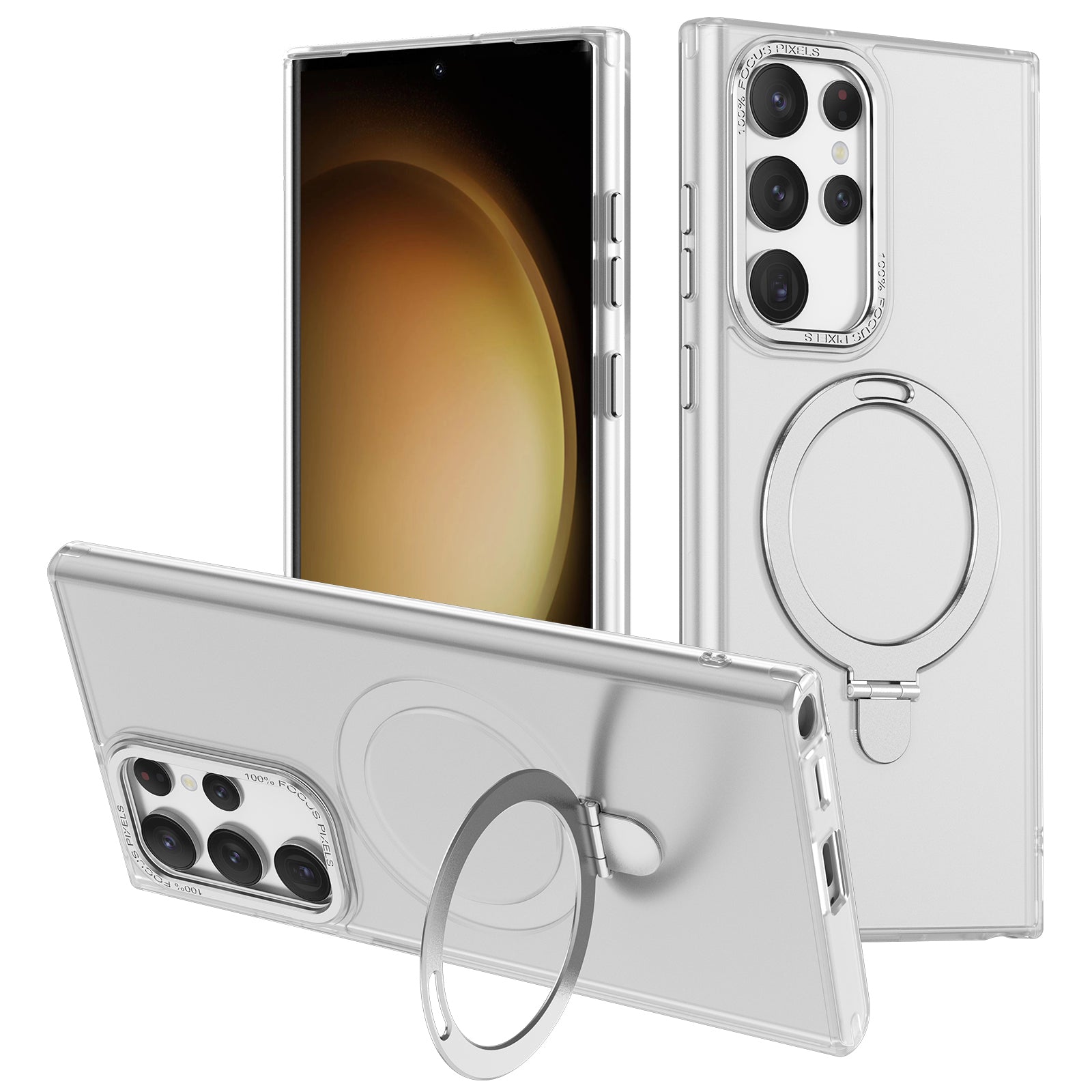 For Samsung Galaxy S23 Ultra Magnetic Phone Case PC TPU Cellphone Cover with Metal Kickstand For Samsung Galaxy S23 Ultra Magnetic Phone Case PC TPU Cellphone Cover with Metal Kickstand
